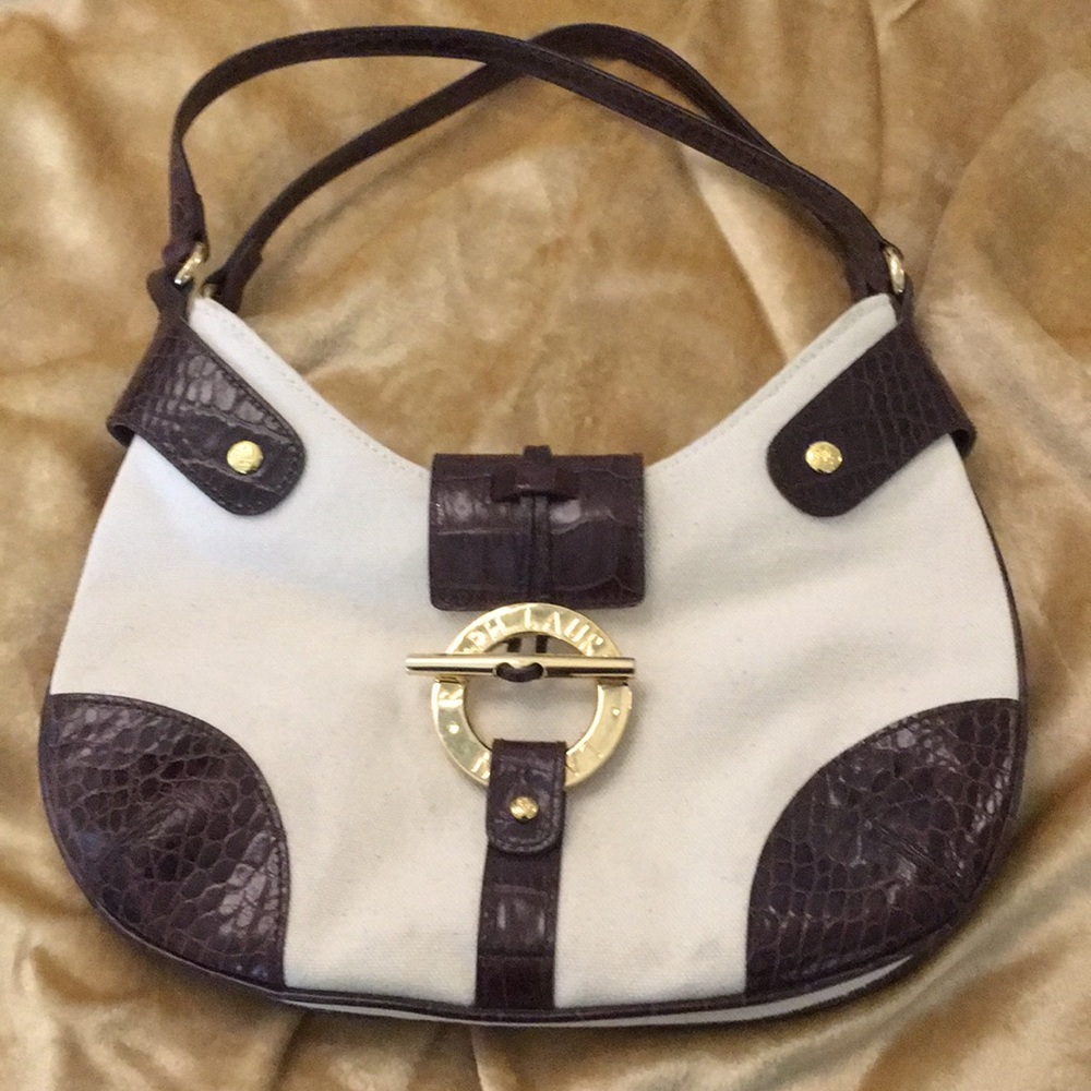 Ralph Lauren leather and canvas handbag